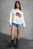 Brandi Preppy American Flag Sweater (Cream)