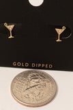 Gold Dipped Pave Martini Glass Stud Earrings