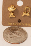 Gold Dipped Western Sheriff Theme Stud Earrings Set (Gold)