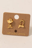 Gold Dipped Western Sheriff Theme Stud Earrings Set (Gold)