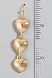 Triple Rounded Hearts Dangle Chain Earrings