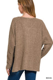 Oh So Cozy V Neck Top (Mocha)