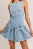 Colette Denim Drop Waist Dress (Denim)