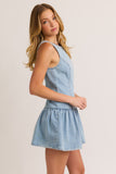 Colette Denim Drop Waist Dress (Denim)