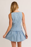 Colette Denim Drop Waist Dress (Denim)