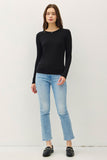 Amira Round Neck Longsleeve Top (Black)