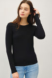 Amira Round Neck Longsleeve Top (Black)
