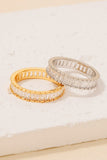 Gold Plated Baguette Pave Band Ring