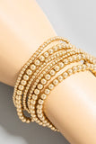 Mixed Mini Metallic Beaded Bracelet 7 Set
