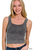 Stone Washed Ribbed Seamless Bra Tank Top