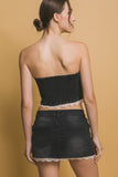 Morgan Denim Top & Skirt Set (Black)