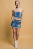Morgan Denim Top & Skirt Set (Blue)