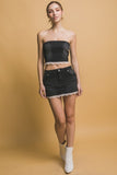 Morgan Denim Top & Skirt Set (Black)