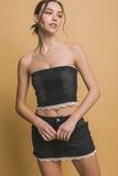 Morgan Denim Top & Skirt Set (Black)