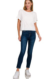Cropped Round Neck Tee (Off White)