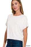Cropped Round Neck Tee (Off White)