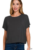 Cropped Round Neck Tee (Black)