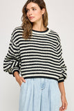 Chunky Wander Stripe Knit (Off White/Black)