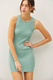 Britney Round Neck Tank Dress (Smoke Green)
