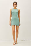Britney Round Neck Tank Dress (Smoke Green)