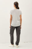 Linen Blended Striped Relaxed Tee