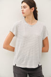 Linen Blended Striped Relaxed Tee