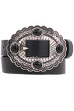 Stone Accent Oval Concho Buckle Belt
