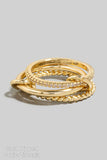 Gold Dipped Studded Layered Linked Band Rings Set