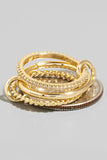 Gold Dipped Studded Layered Linked Band Rings Set