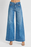 Mid Rise Wide Front Patch Pocket Jeans