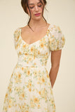 Dana Mini Dress (Yellow Floral)