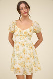 Dana Mini Dress (Yellow Floral)