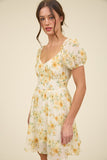 Dana Mini Dress (Yellow Floral)