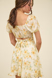 Dana Mini Dress (Yellow Floral)
