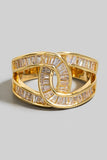 Rhinestone Baguette Pave Knot Open Band Ring (Gold)