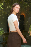 Marlow Cropped Button Down Tee (White)