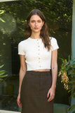 Marlow Cropped Button Down Tee (White)