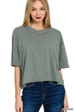 Washed Oversized Crop Box Tee (Ash Jade)