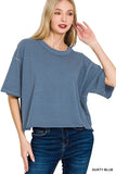 Washed Oversized Crop Box Tee (Dusty Blue)