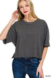 Washed Oversized Crop Box Tee (Black)