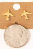 Gold Dipped Airplane Stud Earrings