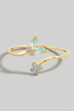 Gold Dipped Cz Butterfly And Flower Band Open Ring