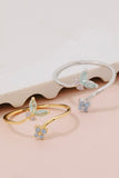 Gold Dipped Cz Butterfly And Flower Band Open Ring