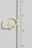 Gold Dipped Cz Butterfly And Flower Band Open Ring