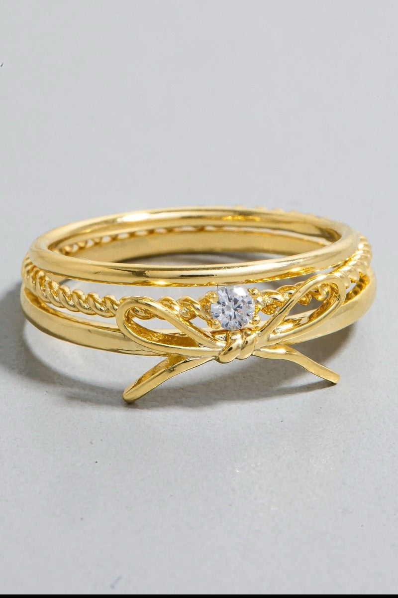 3pc Bow And Band Rings Set