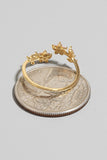 Flower And Leaves Dainty Band Ring (Gold)