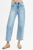High Rise Crop Length Barrel Jean