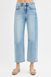 High Rise Crop Length Barrel Jean