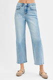 High Rise Crop Length Barrel Jean