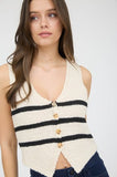 Striped V-Neck Vest (Cream)